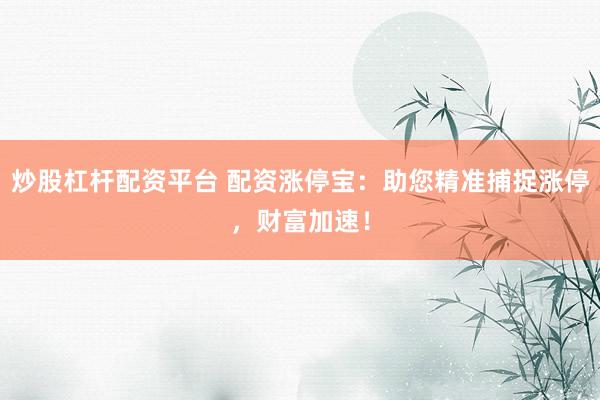 炒股杠杆配资平台 配资涨停宝：助您精准捕捉涨停，财富加速！