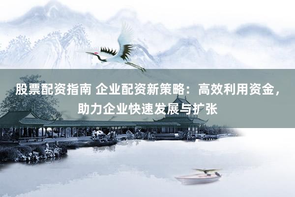 股票配资指南 企业配资新策略：高效利用资金，助力企业快速发展与扩张