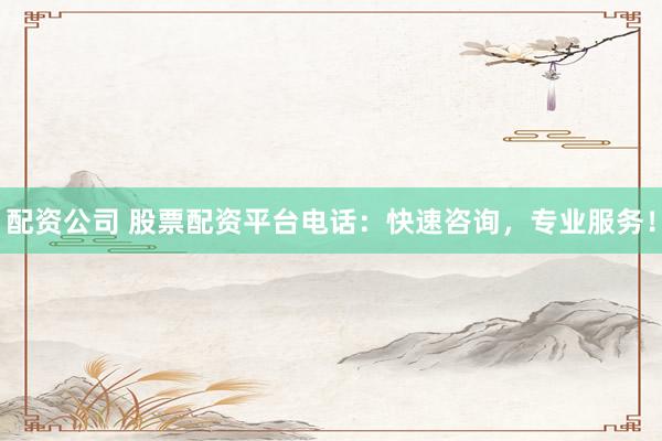 配资公司 股票配资平台电话：快速咨询，专业服务！