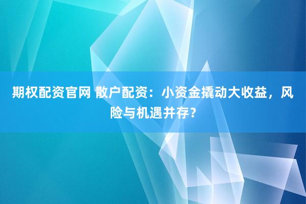 期权配资官网 散户配资：小资金撬动大收益，风险与机遇并存？