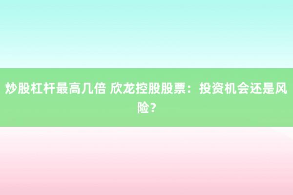 炒股杠杆最高几倍 欣龙控股股票：投资机会还是风险？
