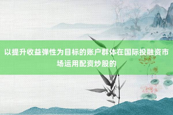 以提升收益弹性为目标的账户群体在国际投融资市场运用配资炒股的